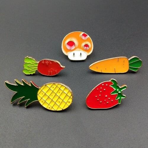 Pineapple Carrot Enamel Cartoon Pins Brooches Badges Bags Metal Pin Fashion Jewelry Gifts Cute Kids Brooch DIY Clothes backpack