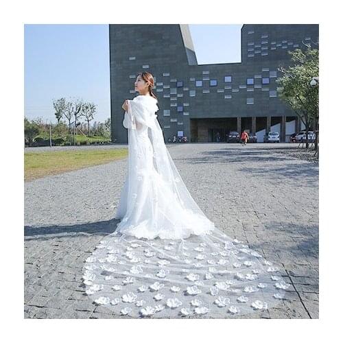 JIN IS YARN Bride Veils White Applique Tulle 3.5 Meters veu de noiva Long wedding Veils Bridal Accessories Lace Bridal Veil