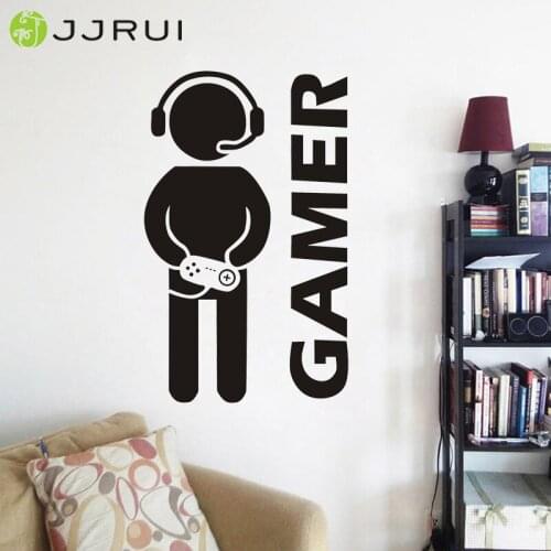 JJRUI Video Game Joystick Gaming Gamer Wall Decal Room Cool PS4 Art Decor Sticker Gifts VInyl for Kids Rooms 21 COLOR