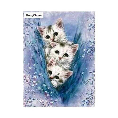 Cute Cat Mural 5D DIY Square/Round Diamond Painting Mosaic Cross Embroidery Handicraft Home Decoration Christmas Gift New Year