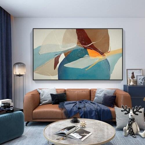 Modern Abstract Wall Art Canvas Paintings light Greay Blue Poster and Print Pictures for Living Room Bedroom Poster Home Decor