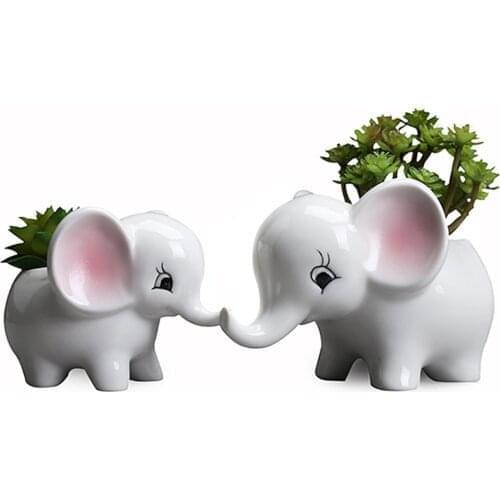 Animals Shape Ceramic Flower Pot Elephant Succulent Planter Cactus Succulent Plants Flower Cartoon elephant flowerpot