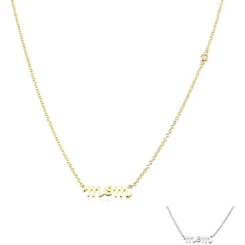 Lozoya 925 Sterling Silver Gold Letters Jewelry Wedding Rock Mama Pendant Letters Choker Necklace Long Chain FinePunk Luxury