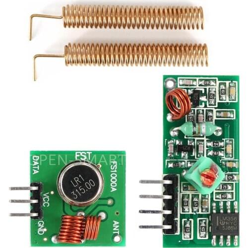 RF 315MHz module RF Transmitter Receiver Module 315MHz Wireless Link Kit + 315MHz Spring Antenna for Arduino