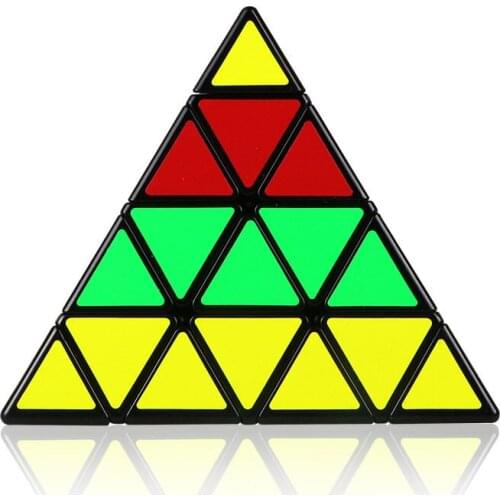 Mofangge 4x4x4 Pyramid Cube Black/Stickerless Magic Cube KiloPyramid Cube 4x4 Puzzle Pyramid Cube Special Toys For Children