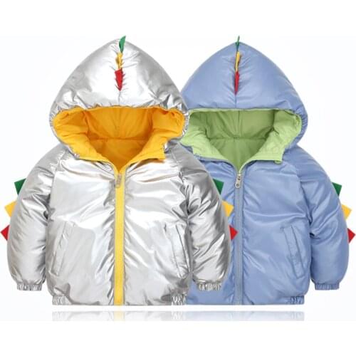 Cartoon Cool Dinosaur Coat for Boys Winter Warm Cotton Kids Children Toddler Outerwear