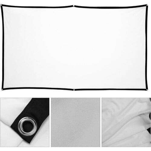 Soft 16: 9 Projection Screen Cloth 4K 3D HD Projector Movie Outdoor Screen 60/72/84/100/120/150 inch Foldable for Home Camping