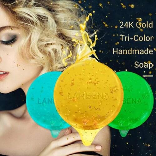 24K Gold Handmade Soap Hyaluronic Acid Face Cleaning Moisturizing Acne Treatment Repair Whitening