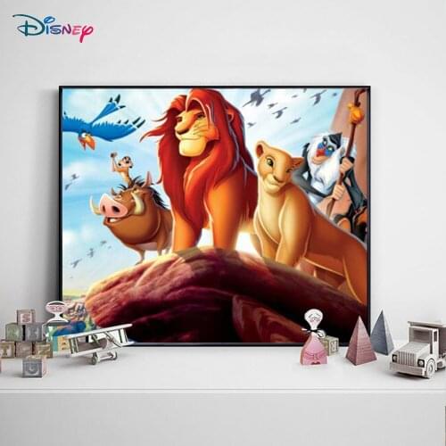 5D Disney Diy Full Diamond Embroidered Lion King Fawn Bambi Rhinestone Embroidery Set Mosaic Handmade Children Home Decoration