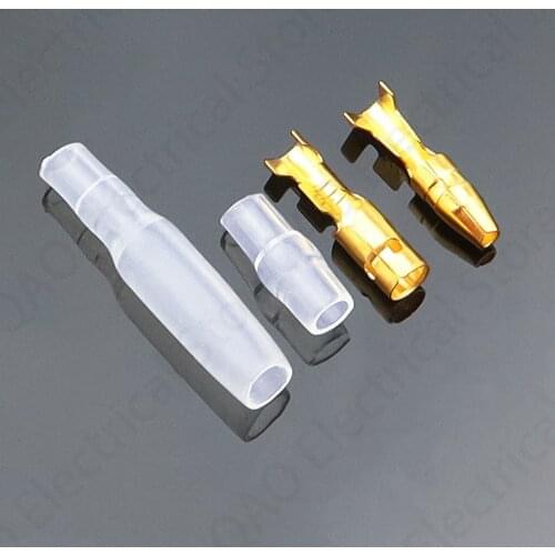 50sets=200pcs 4.0 bullet terminal car electrical wire connector diameter 4mm pin set Female + Male + Case Cold press terminal