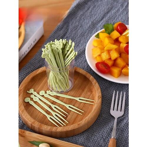 Fruit fork set creative cute disposable cartoon small fork storage can European household children eat fruit stick forks