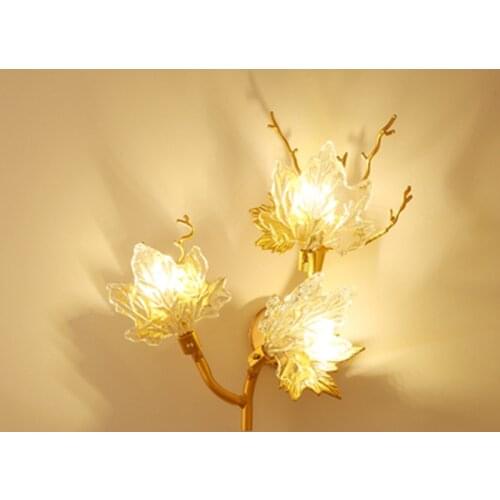 New modern crystal wall lamp designer maple leaf wall lamp light luxury creative gold living room lamp hotel decoration LED lamp