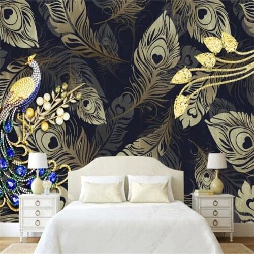 Beibehang papel de parede Retro blue peacock wall papers home decor mural wallpapers for living room decoration bathroom decor