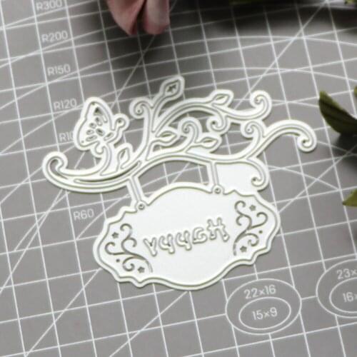 Happy Word Butterfly Branches Metal Cutting Dies Stencil DIY Scrapbook Album Decor Embossing Paper Cards Die Cutting Template