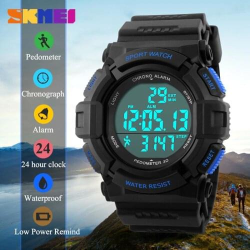 LED Digital Watch Pedometer Sports Watches 50M Water Resistant Military Army Shock Relogio Masculino SKMEI Men Wristwatches