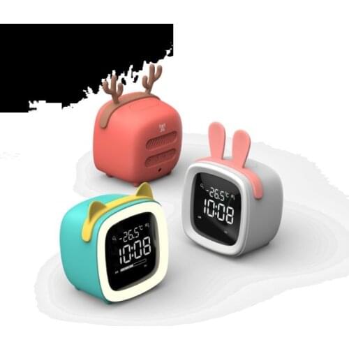 TV Alarm Clock LED Electronic Clock USB Charging Student Multifunctional Cartoons Clock Bedside Night Light