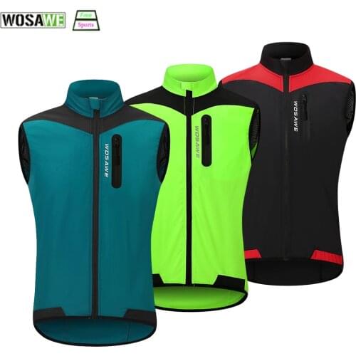 WOSAWE Reflective Logo Cycling Gilet Bicycle MTB Lightweight Windproof Vest Mountain Bycicle Clothing Back Breathable Mesh