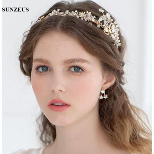 Vintage Rose Gold Headband For Brides Hand-made Crystal Headpiece Bridal Wedding Accessory SQ0193