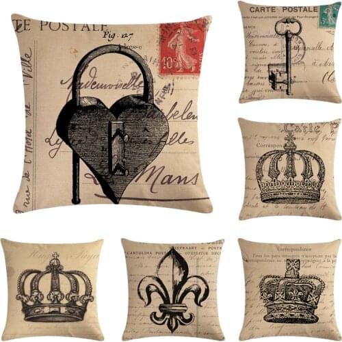 Vintage European decoration Cushion Cover Cotton Linen Sketch Pilow Covers Home Decor Throw Pillow Cover 45x45cm Pillowcase