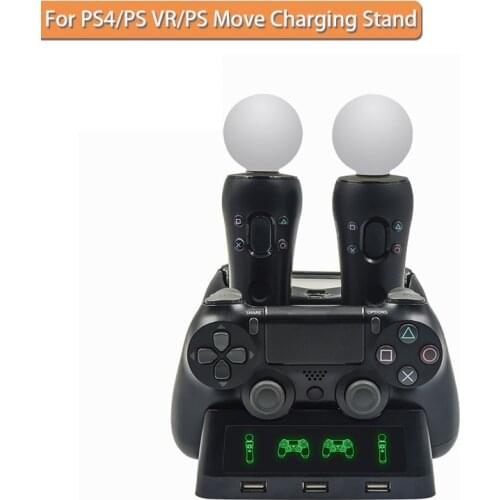Portable 4 Port USB Charging Dock Holder For Playstation 4 PSVR VR Move Base Cradle Stand Game Dock Charger Stand For SONY PS4
