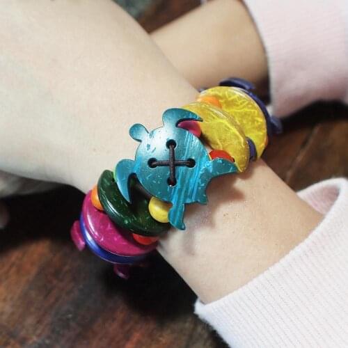 Bohemian Handmade Wood Beads Bracelets For Women Animal Shape Statement Bracelet Bangle Fashion Party Jewelry UKEN