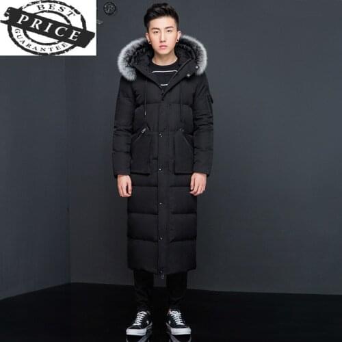 Fur Real Fox Hooded Winter Down Coat Men Clothes 2021 Streetwear X-Long 20% White Goose Down Jacket Male Parkas Hiver 0a