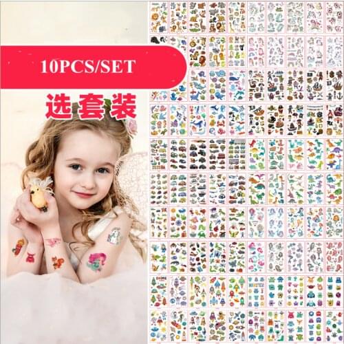 10pcs Temporary Tattoos Stickers for Kids Unicorn Mermaid Shark Cute Fake Tattoo Kids Tatuajes Temporales Pegatinas Ninos Enfant