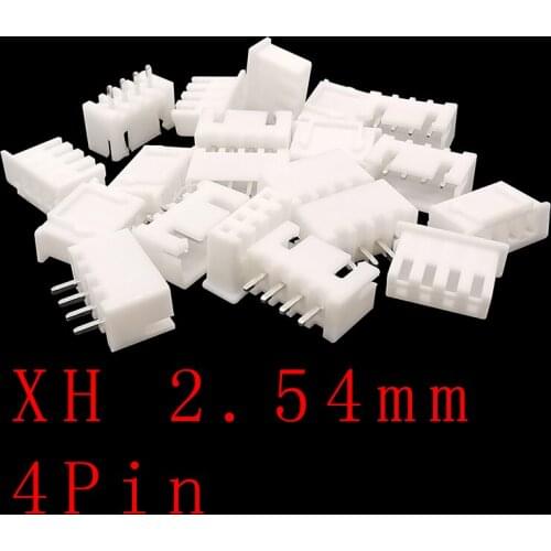 200PCS JST XH2.54 4 Pin 2.54mm Pitch Plastic Shell Male Plug and Female Socket Housing Needle Seat Terminal Wire Connector