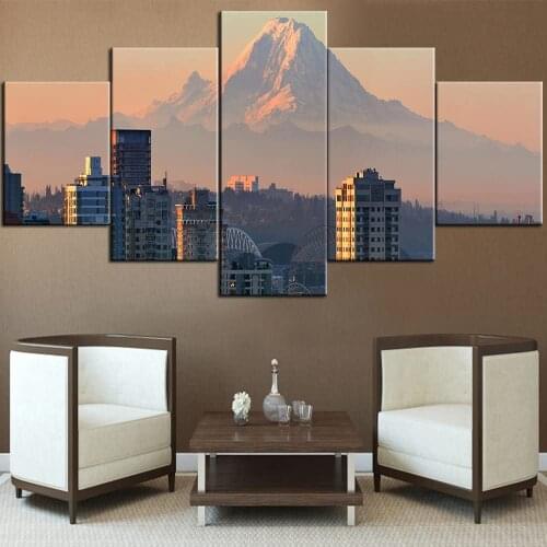 5 Panel Modern Artwork Landscape Painting City View Picture Decoration Home Wall Art Posters And Prints Picture