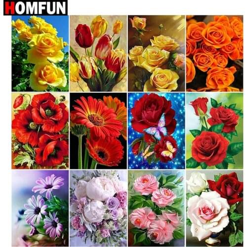 HOMFUN Full Square/Round Drill 5D DIY Diamond Painting "Flower scene" Embroidery Cross Stitch 5D Home Decor Gift