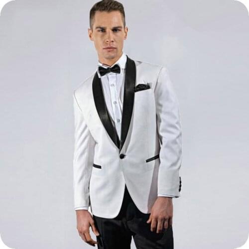 Custom White Groom Tuxedos Wedding Men Suits for Evening Party Slim Fit Terno Masculino Casual Costume Homme 2Piece Coat Pants