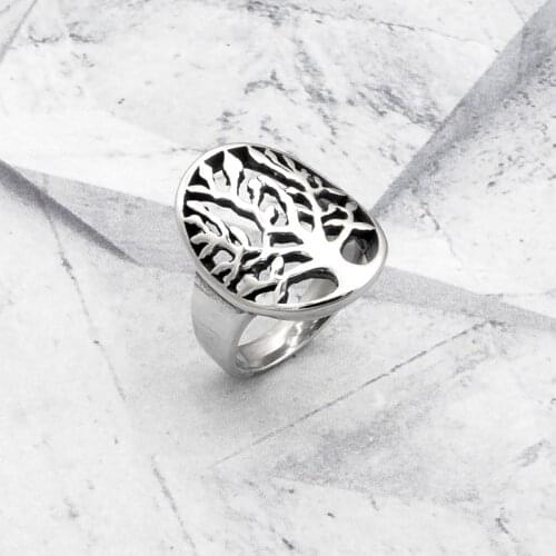 Free Shipping Punk 316 Stainless Steel Silver color Tree of Life Ring Classic Viking Amulet Rings Nordic Jewelry Christmas Gift