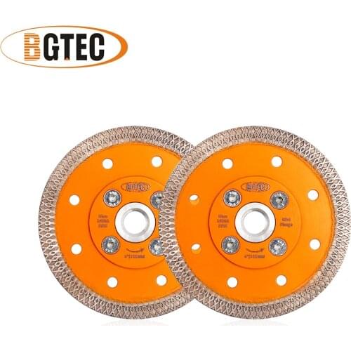 BGTEC 2pcs Dia 4inch/105mm Hot pressed X Mesh Turbo Diamond Saw blade with M14 flange Cutting Disc for Ceramic Tile