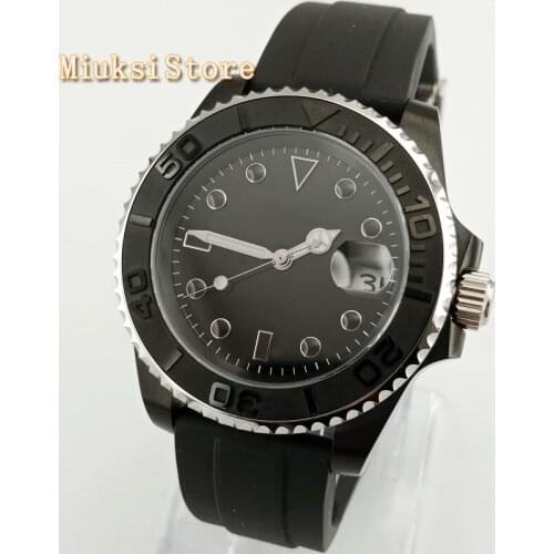 40mm mans luxury mechanical watch BLIGER black case black dial cermaic bezel sapphire glass automatic mens watches