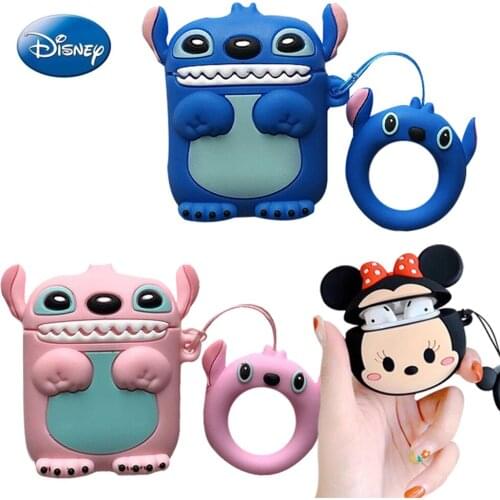Disney Stitch Mickey Mouse Bluetooth Earphone Case For AirPods 2 1 Minnie Anime Kawaii Wireless Charging Headphones Protective