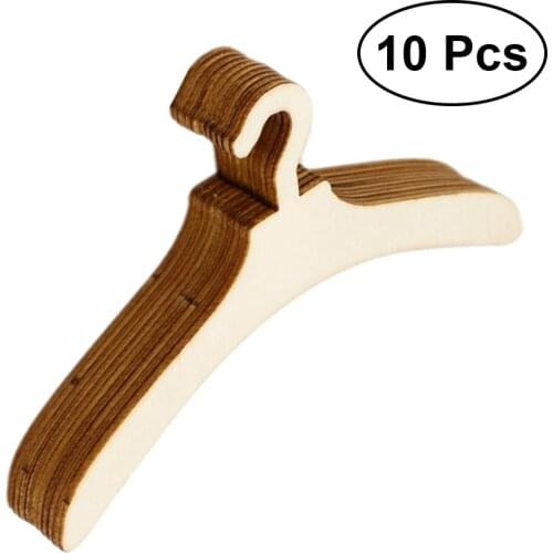 10pcs Mini Wooden Drying Racks Clothes Hanger Doll Accessory Doll Clothes Coat Dress Organizer for Kids Craft Projects