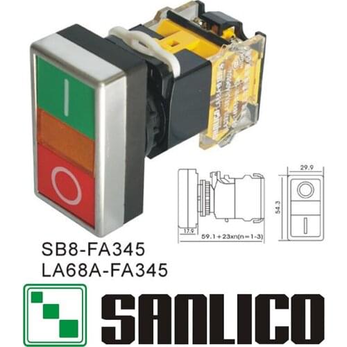 Double-headed push button switch momentary double head switch SB8(LA68A LA38)-FA345