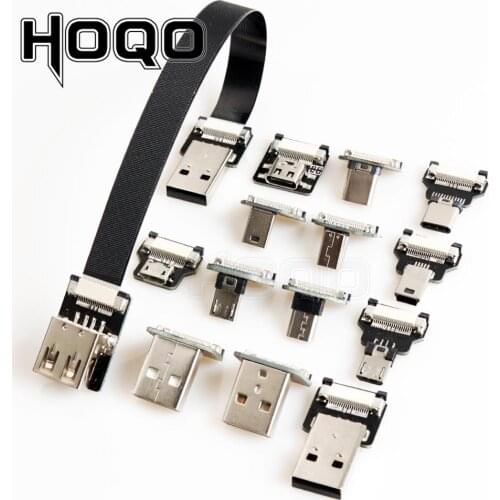 FFC Type-C Mini Micro USB Extension Ribbon Cable 90 FPV Slim Flat Soft flexible FPC charge FPV Brushless Handheld Gimbal monitor