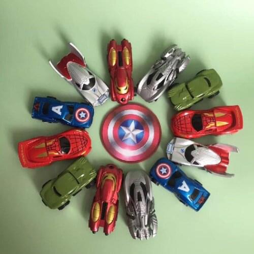 Disney Anime Movie The Avengers Captain America Model Car Set Toy Action Figures Alloy Car Model Toys For Kids Boy Birthday Gift
