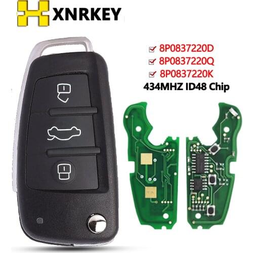 1PCS )8E0837220Q 433Mhz 8E0 837 220A 220R 220N ID48 Chip HU66 Auro Flip Remote Key Car Remote Folding For Audii A4 TT Q7