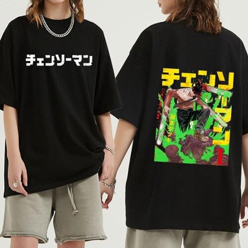 Japan Anime Chainsaw Man Warrior Denji T Shirt Mens 100% Cotton Cool T-Shirt Round Neck Manga Tee Shirt Short Sleeve Tops