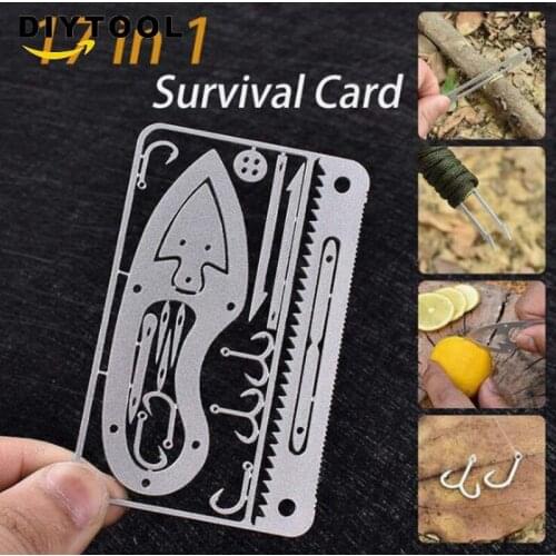 Outdoor multifunctional fishing hook card fishing card portable fishing and hunting tool wild survival tool fishing equipment