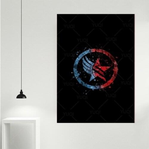 Mass Effect Renegade Paragon Combo Splatter Art Wall Pictures Poster Fan Art Canvas Wall Art Paintings for Bedroom Décor