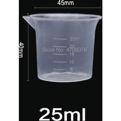 PP laboratory beaker with scale mark Plastic Lab measuring cup transparent flat bottom for scientific experiment 25ml 16pcs/pack