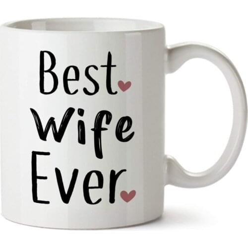 Best Wife Ever with Pink Hearts Funny Ceramic Coffee Mug - 11 oz