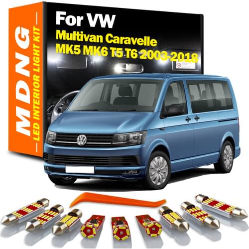 MDNG Canbus Auto LED Interior Kit For Volkswagen VW Multivan Caravelle MK5 MK6 T5 T6 2003-2018 Map Dome Trunk Glove Box Light