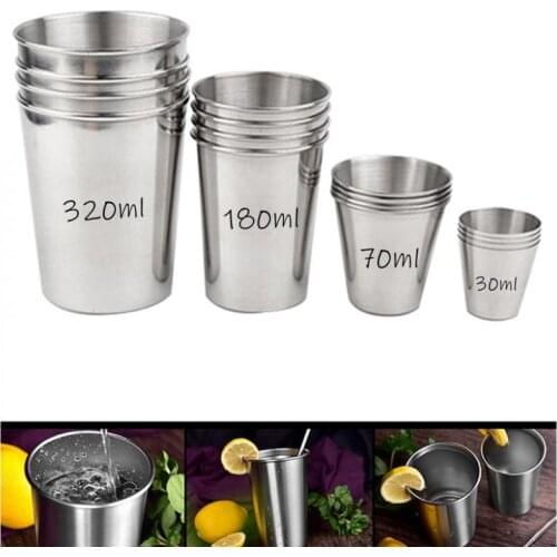 1Pc Polished Stainless Steel Metal Cup Beer Cups White Wine Glass Coffee Tumbler Tea Milk Mugs Outdoor Travel Camping Home