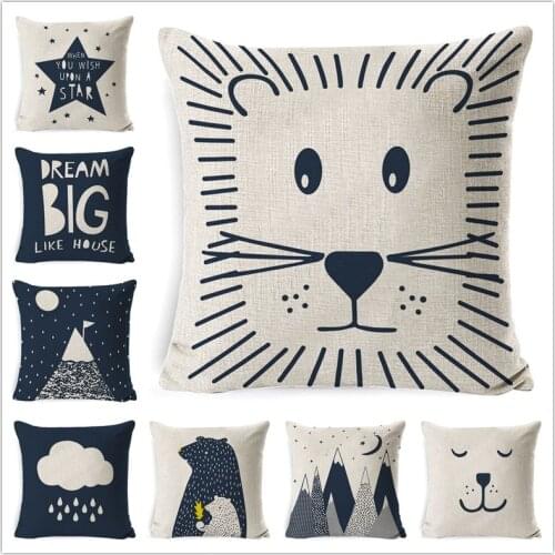 Kawaii Cute Cartoon Dot Printed Cushion Cover Soft Cotton Linen Fabric Pillowcase Kids Room Home Sofa Chair Car Decor Covers