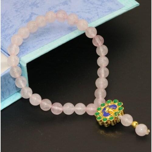 Cute pink jades 6mm round stone chalcedony beads original design high grade strand bracelets cloisonne jewelry 7.5inch B2739