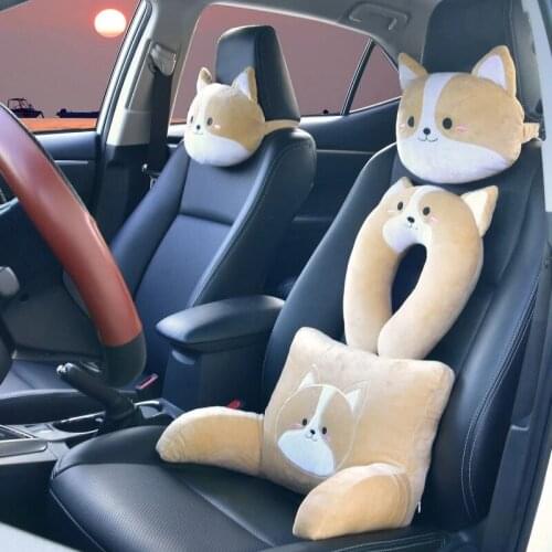 Cartoon Car Headrest Neck Pillow U-Shaped Pillow Car Lumbar Pillow Four Seasons Cute Pillow Auto Interior Accessories